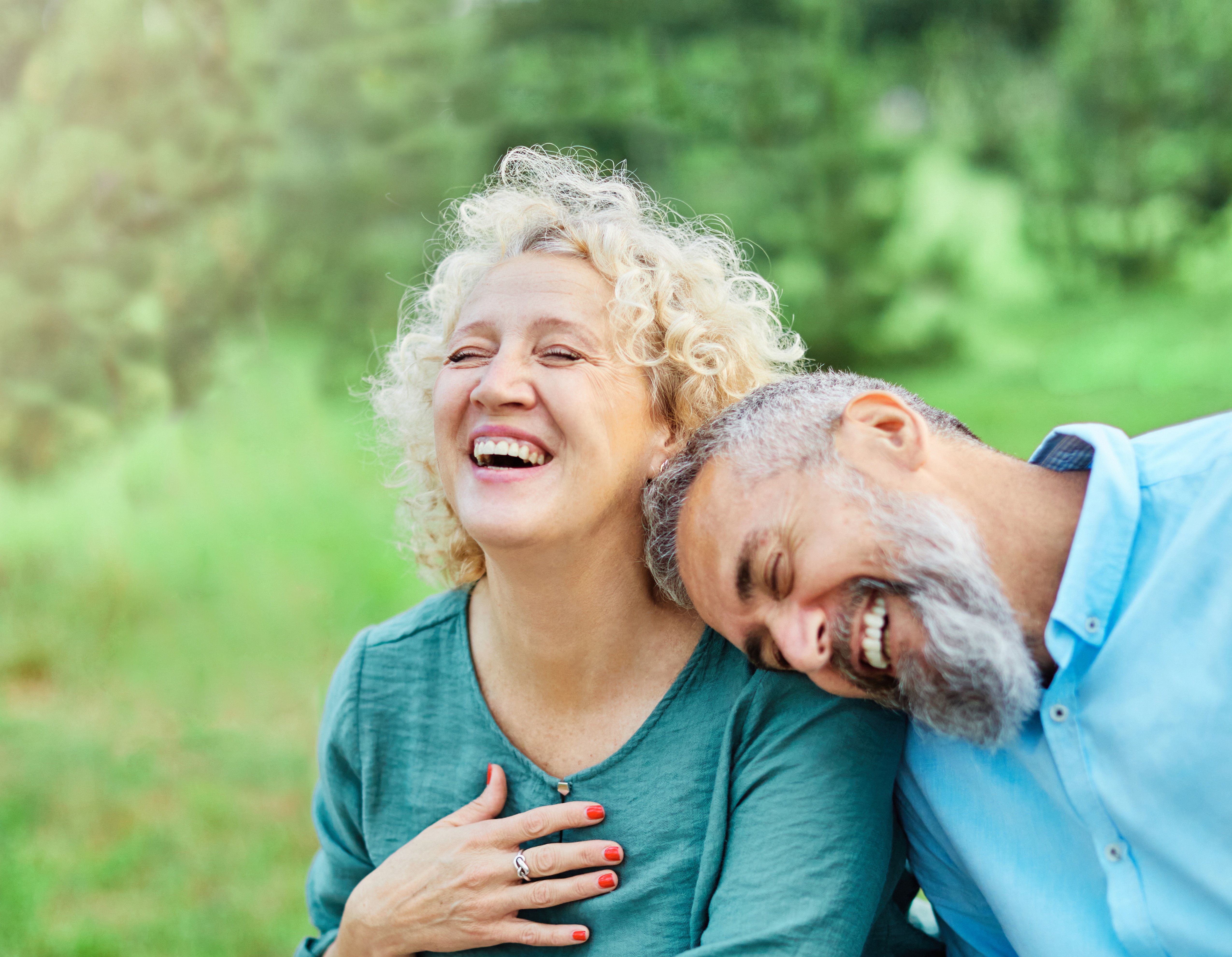 Senior couple laughing stock photo