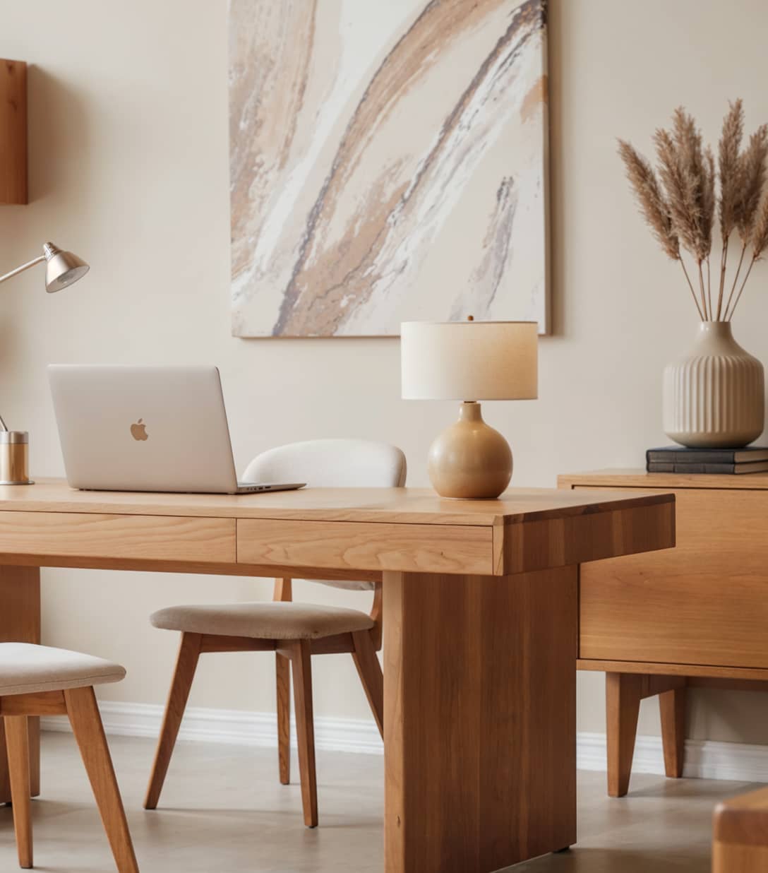 Warm Toned Wooden Desk Setup Archipro Webflow Template | BRIX Template
