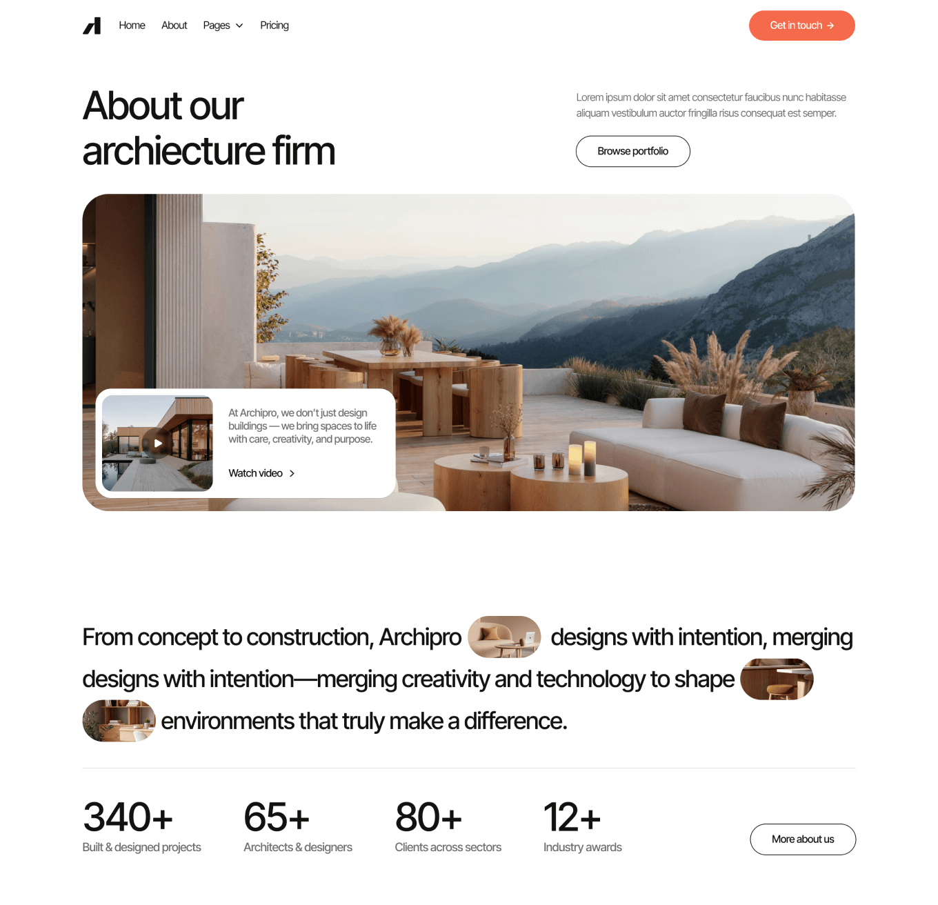 Archipro About Hero Page Architecture Firm Webflow Template | BRIX Template
