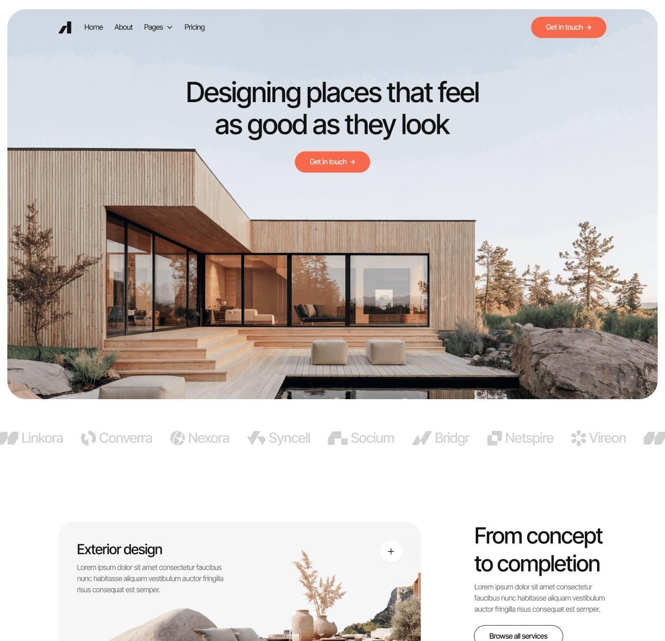 Archipro Home V1 Hero Page Architecture Firm Webflow Template | BRIX Template
