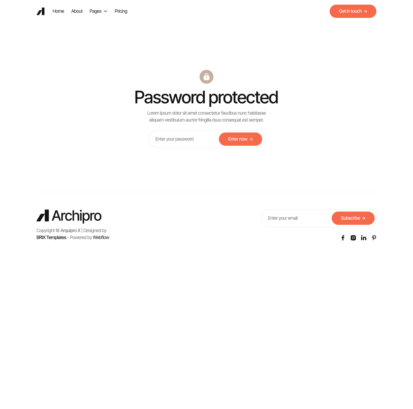 Archipro Password Protected Utility Page Architecture Firm Webflow Template | BRIX Template