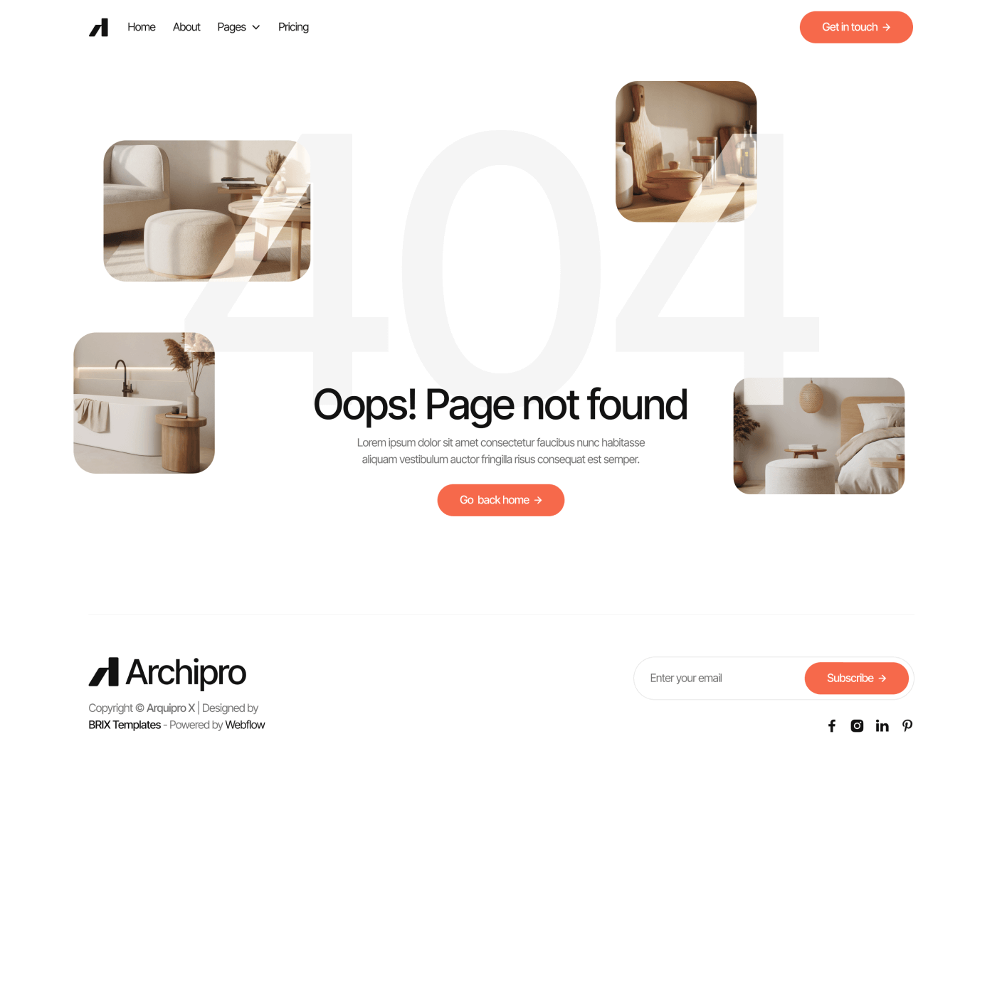 Archipro Not Found Utility Page Architecture Firm Webflow Template | BRIX Template
