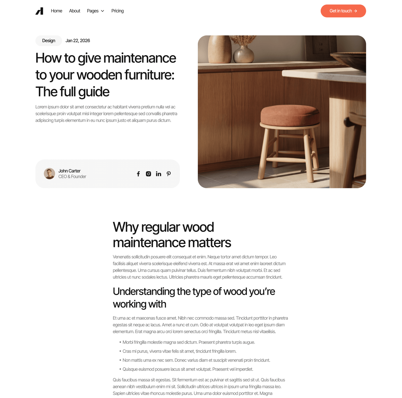 Archipro Blog Post Main Page Architecture Firm Webflow Template | BRIX Template

