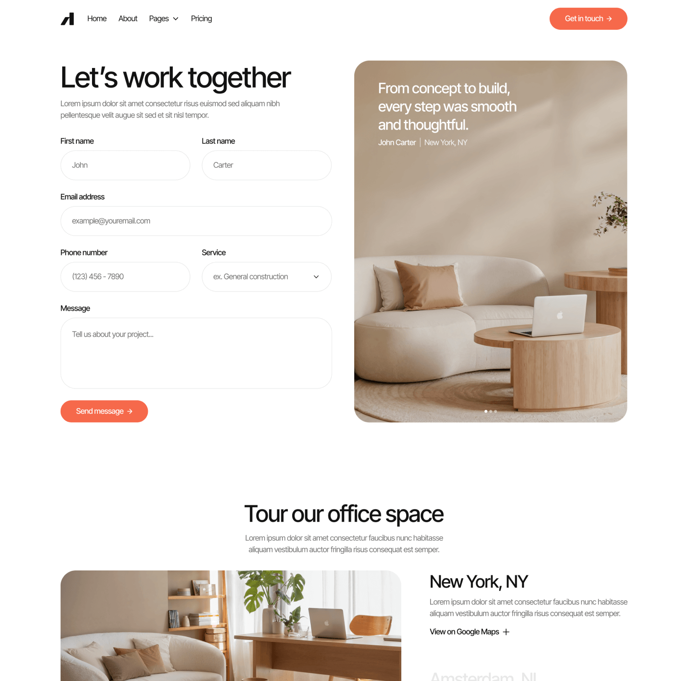 Archipro Contact V1 Main Page Architecture Firm Webflow Template | BRIX Template
