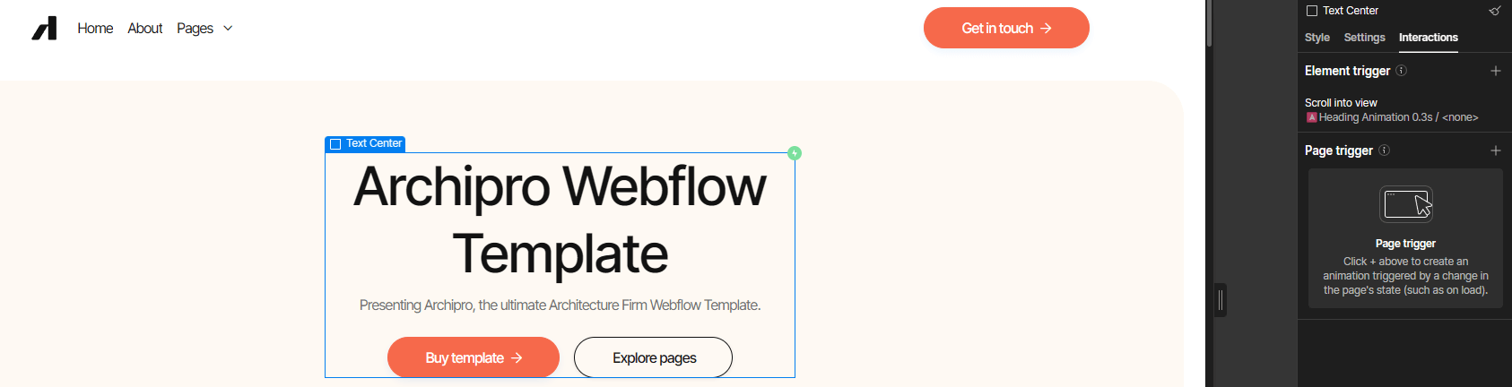 Archipro Webflow Template And Ui Kit Animations | BRIX Template

