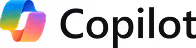 Copilot logo with gradient abstract shape to the left of the text.
