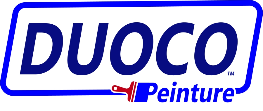 Logo de DUOCO Peinture avec un pinceau rouge et bleu