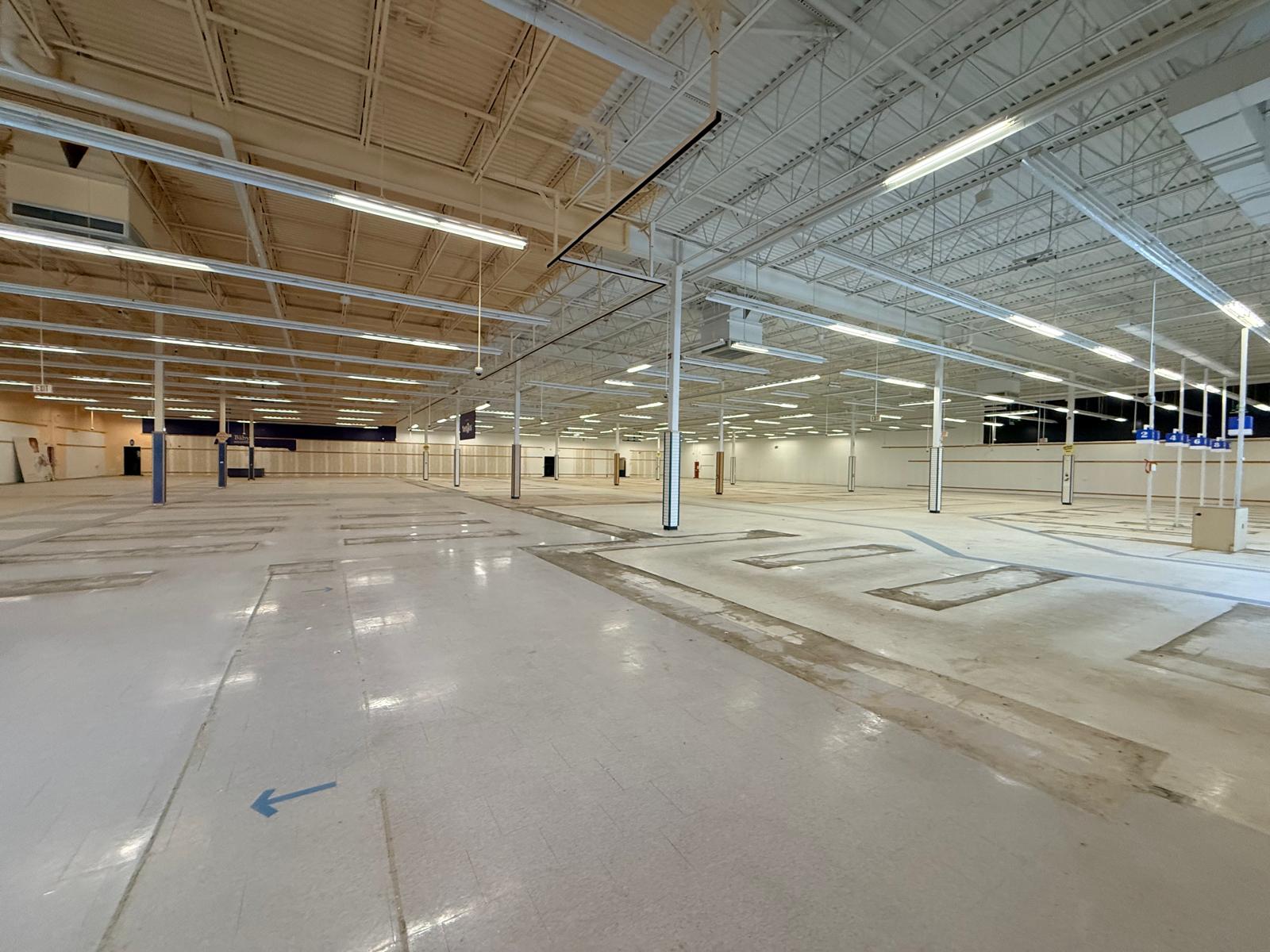 Cleared sales floor after fixture removal in Sudbury
