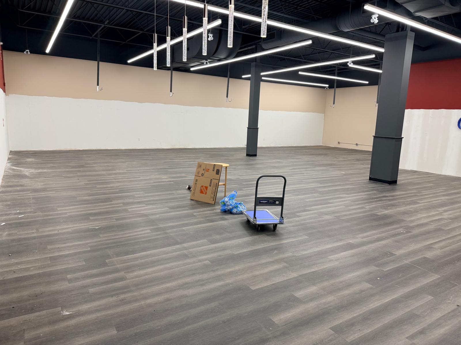 The sales floor after the retail fixtures were removed.