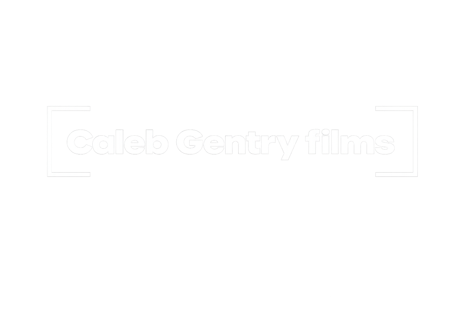 White glowing text 'Caleb Gentry films' with brackets on dark gray background.