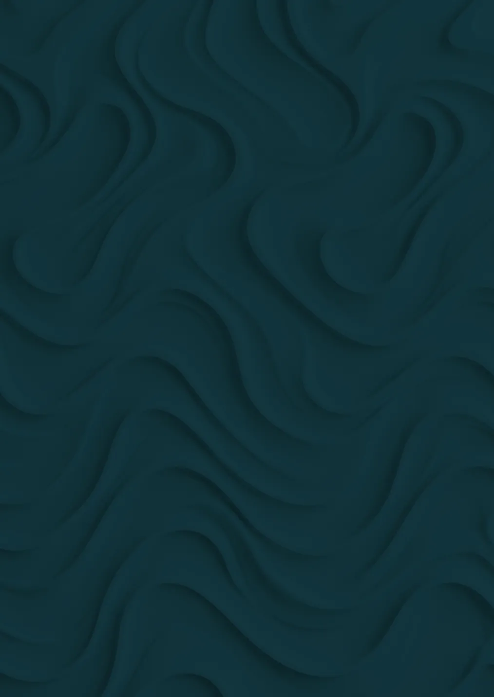 Abstract dark teal wavy 3D pattern with smooth flowing curves and shadows.