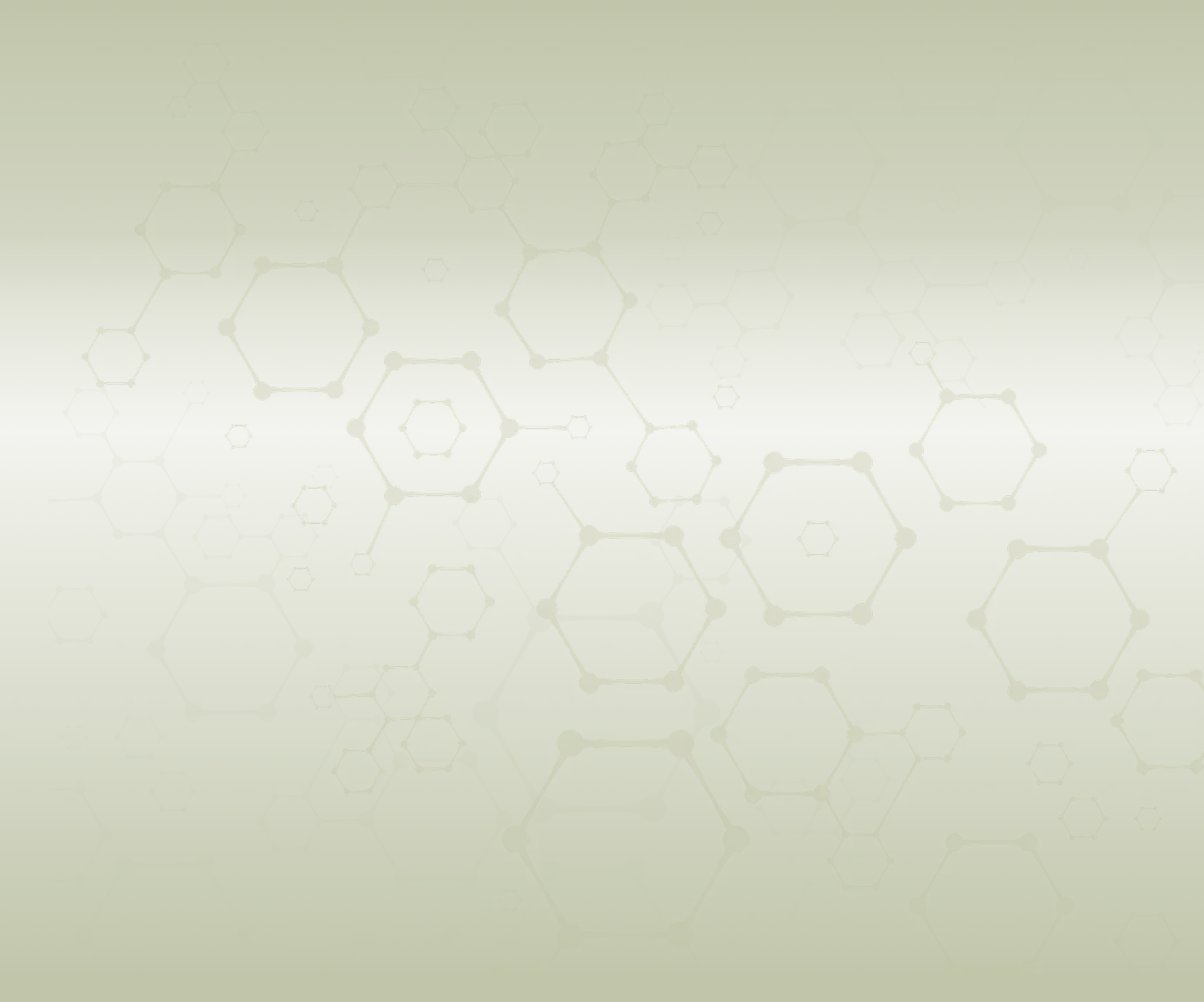 Light green background with faded hexagonal molecular structure pattern spread across it.