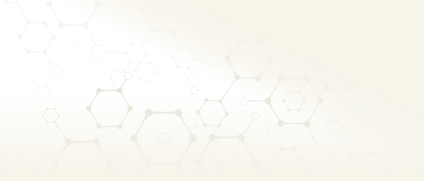 Background with interconnected hexagons and lines resembling a molecular or network structure in beige tones.