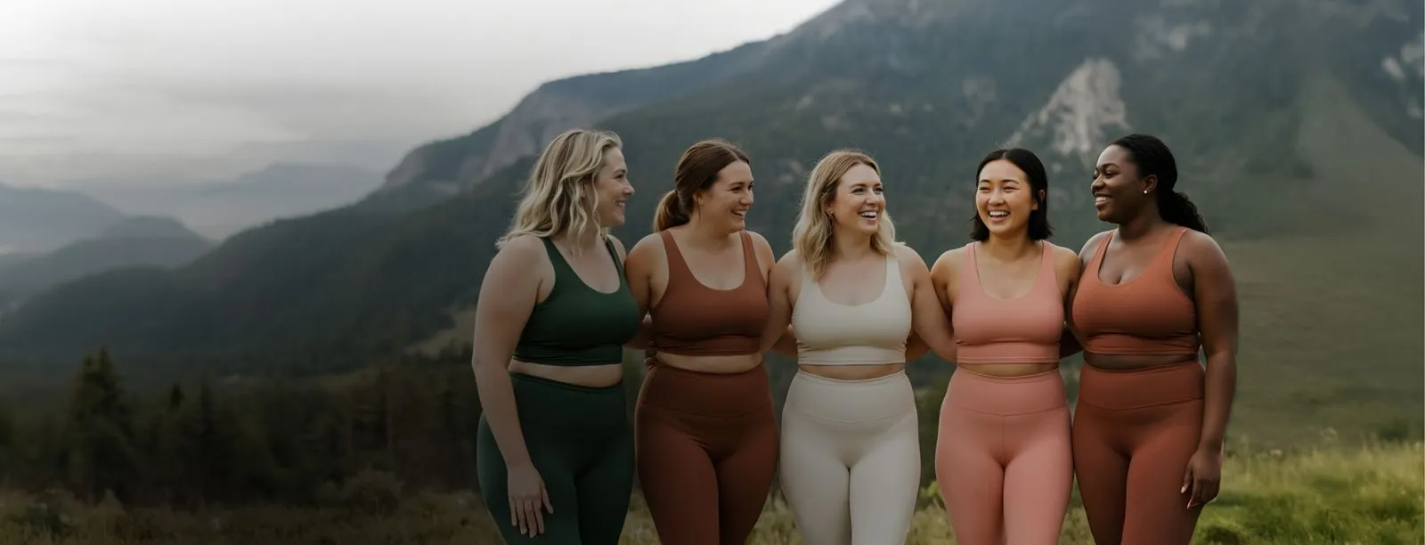 A group of fit women outside in a nature setting.