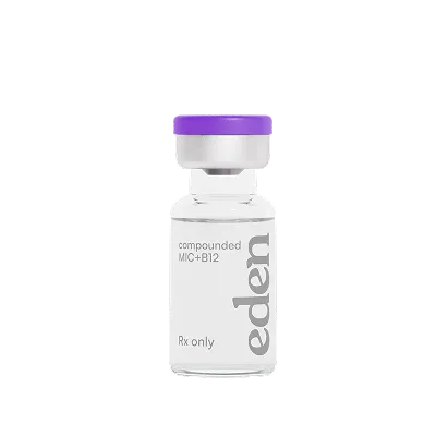 A MIC+B12 medication vial with an Eden logo.