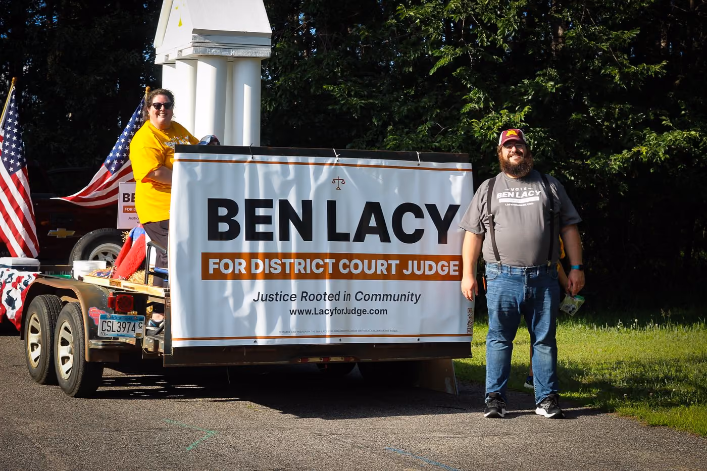 Ben with the Ben Lacy for District Court Judge parade float