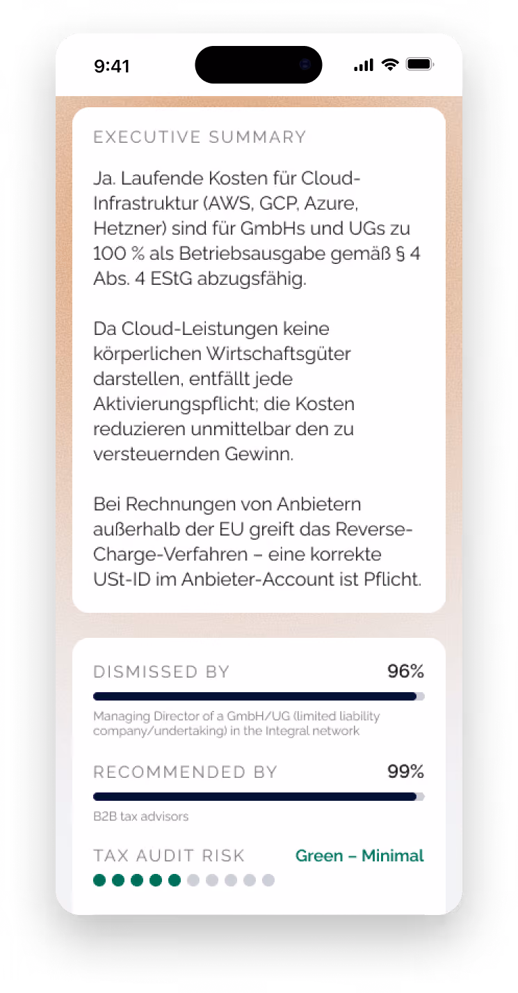 Mobile mockup of an Integral tax article summary