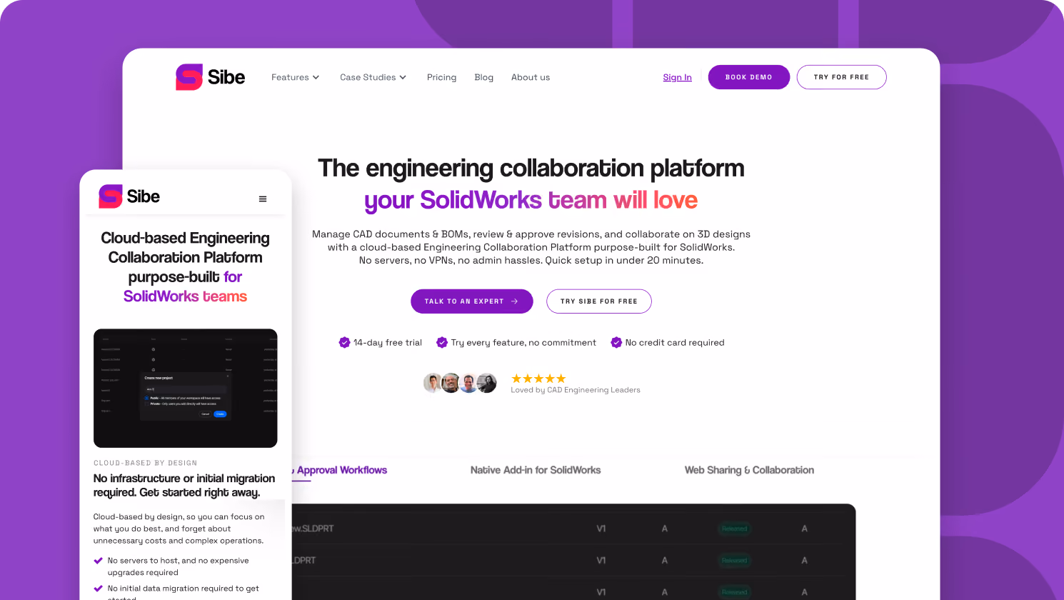 Sibe website shown on desktop and mobile