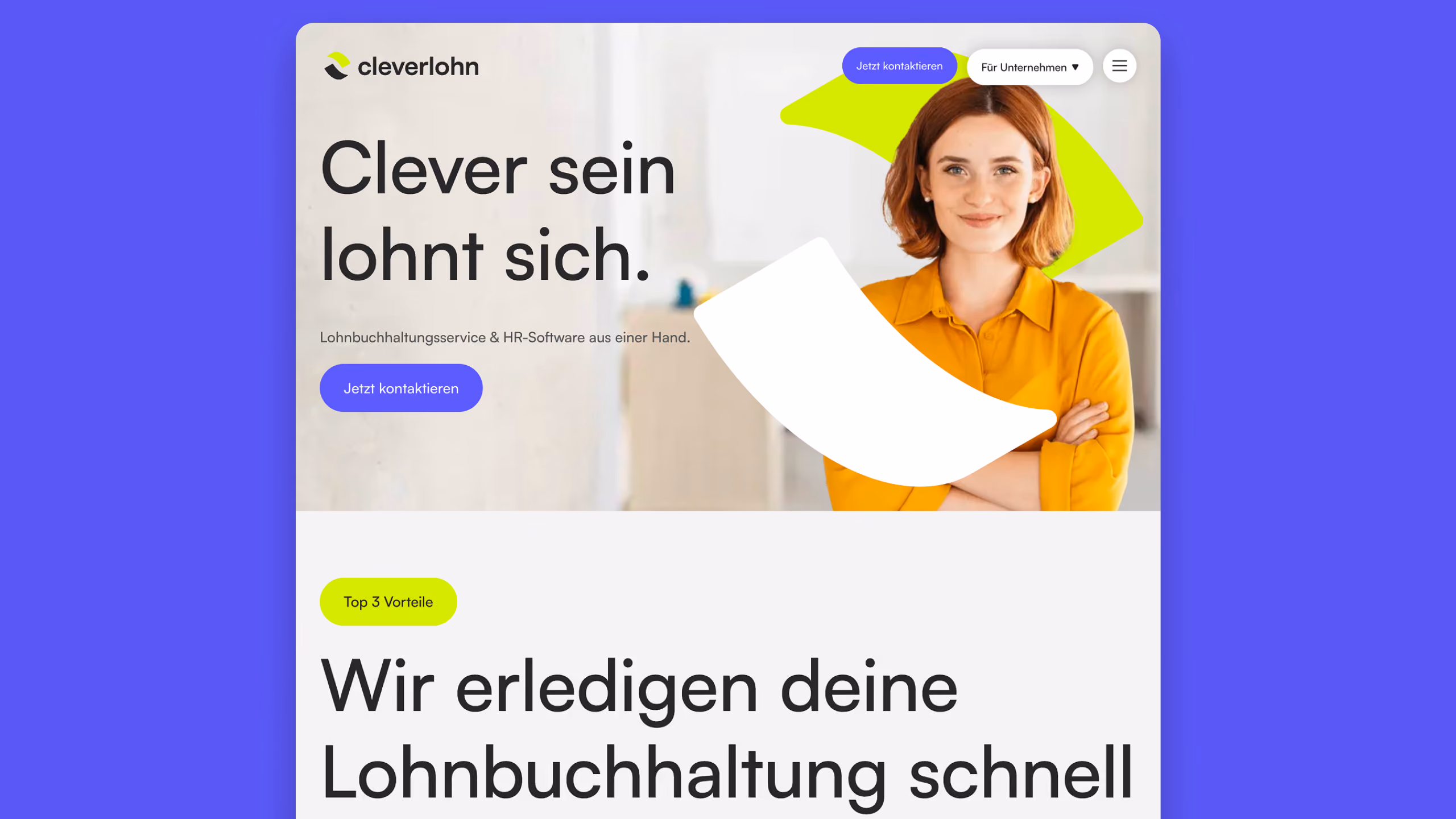 Old Cleverlohn homepage before the redesign