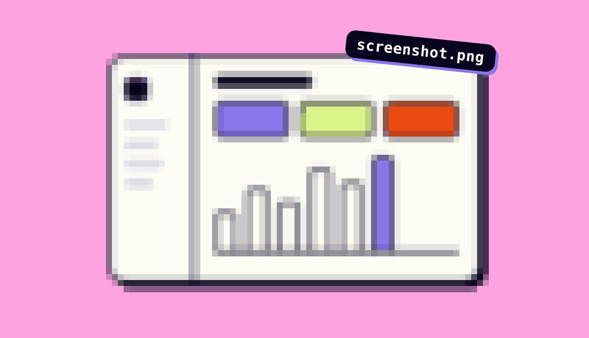 Blurry, pixelated app dashboard screenshot with a bar chart, before it is redrawn as a sharp graphic