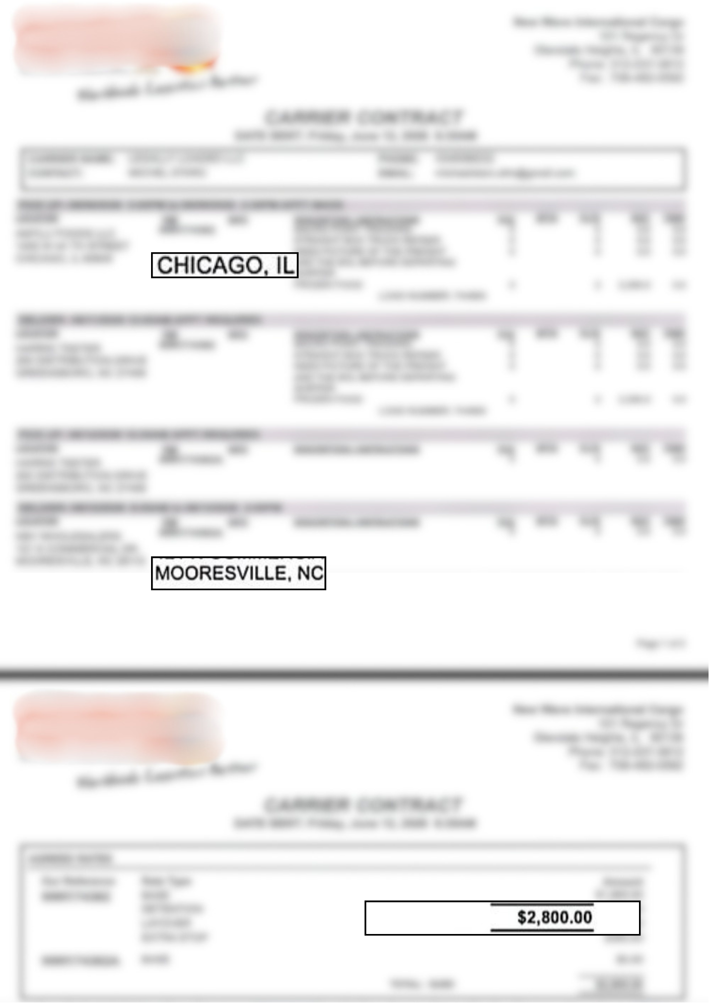 Rate confirmation - $3.83 per mile