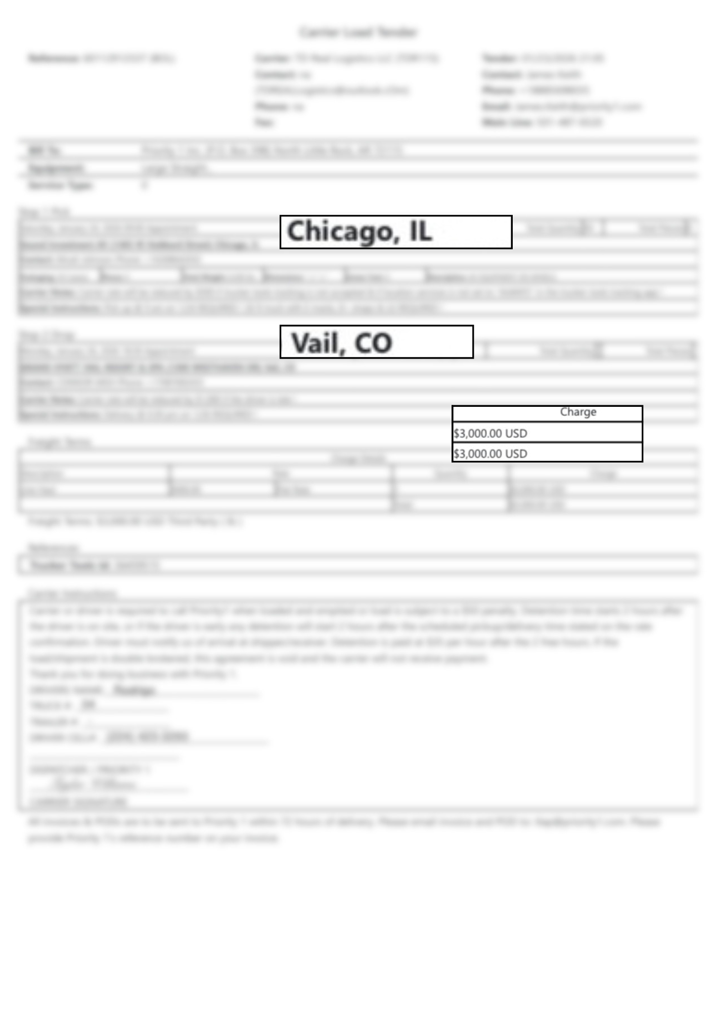 Rate confirmation - $2.73 per mile