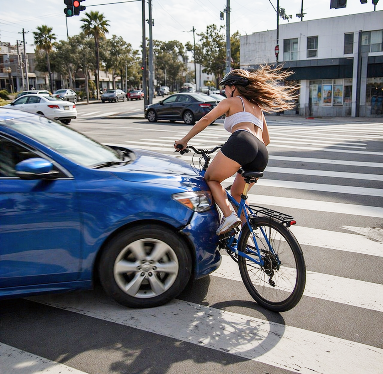Bicicleta y peatón