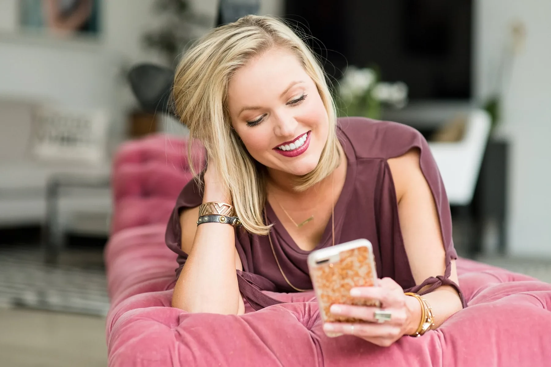 Woman resting at home on the couch