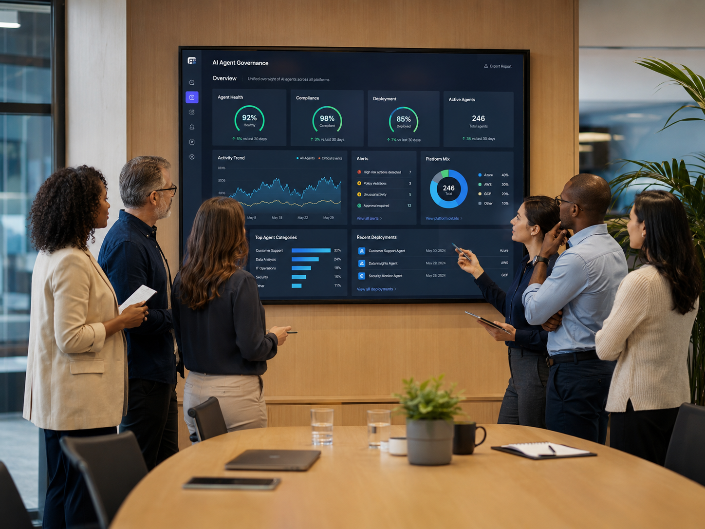 image of diverse team brainstorming (for an ai saas company)