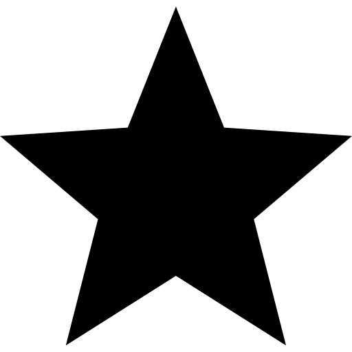 Solid black five-point star shape on a white background.