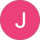 Valkoinen J-kirjain kirkkaan pinkin ympyrän keskellä.