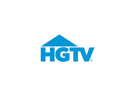 HGTV logo with blue house roof shape above the letters.