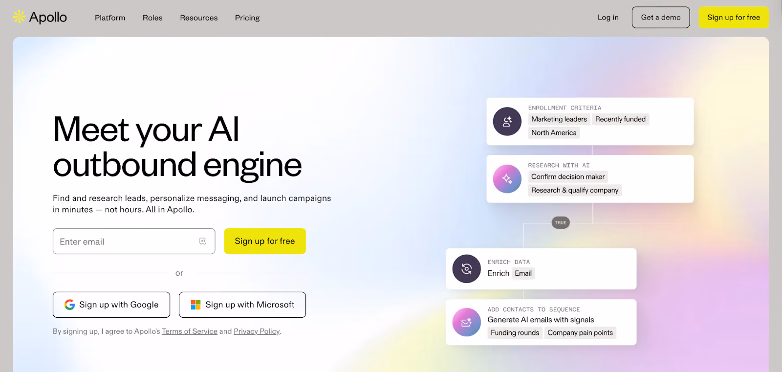 Apollo.io homepage