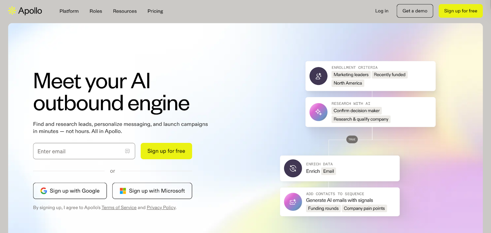 Apollo.io homepage