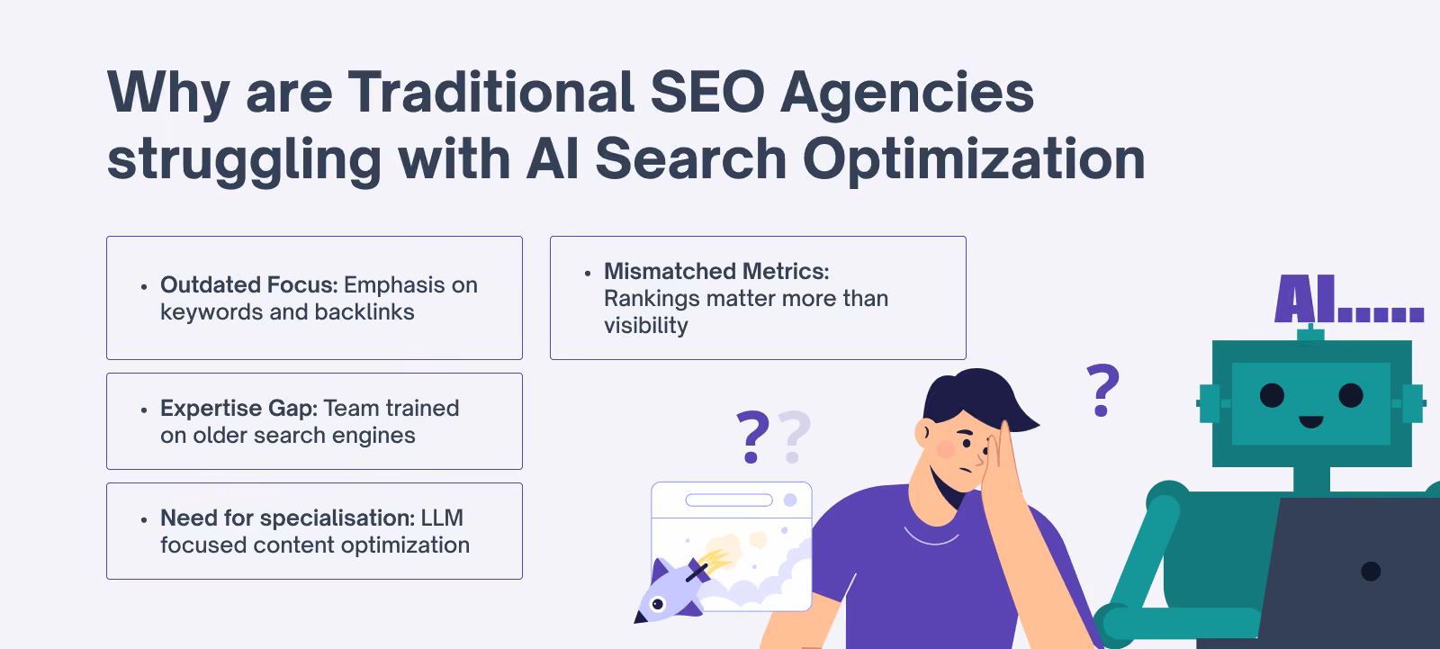 4 Reasons traditional SEO agencies struggle with AI search optimization