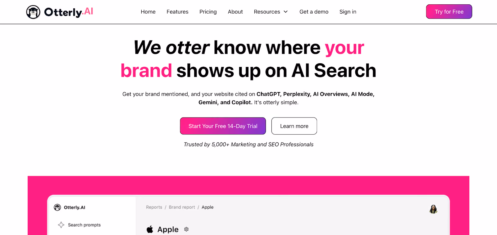 Oterly AI landing page
