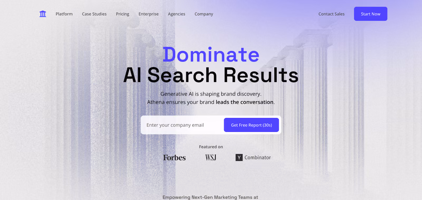 Athena HQ landing page