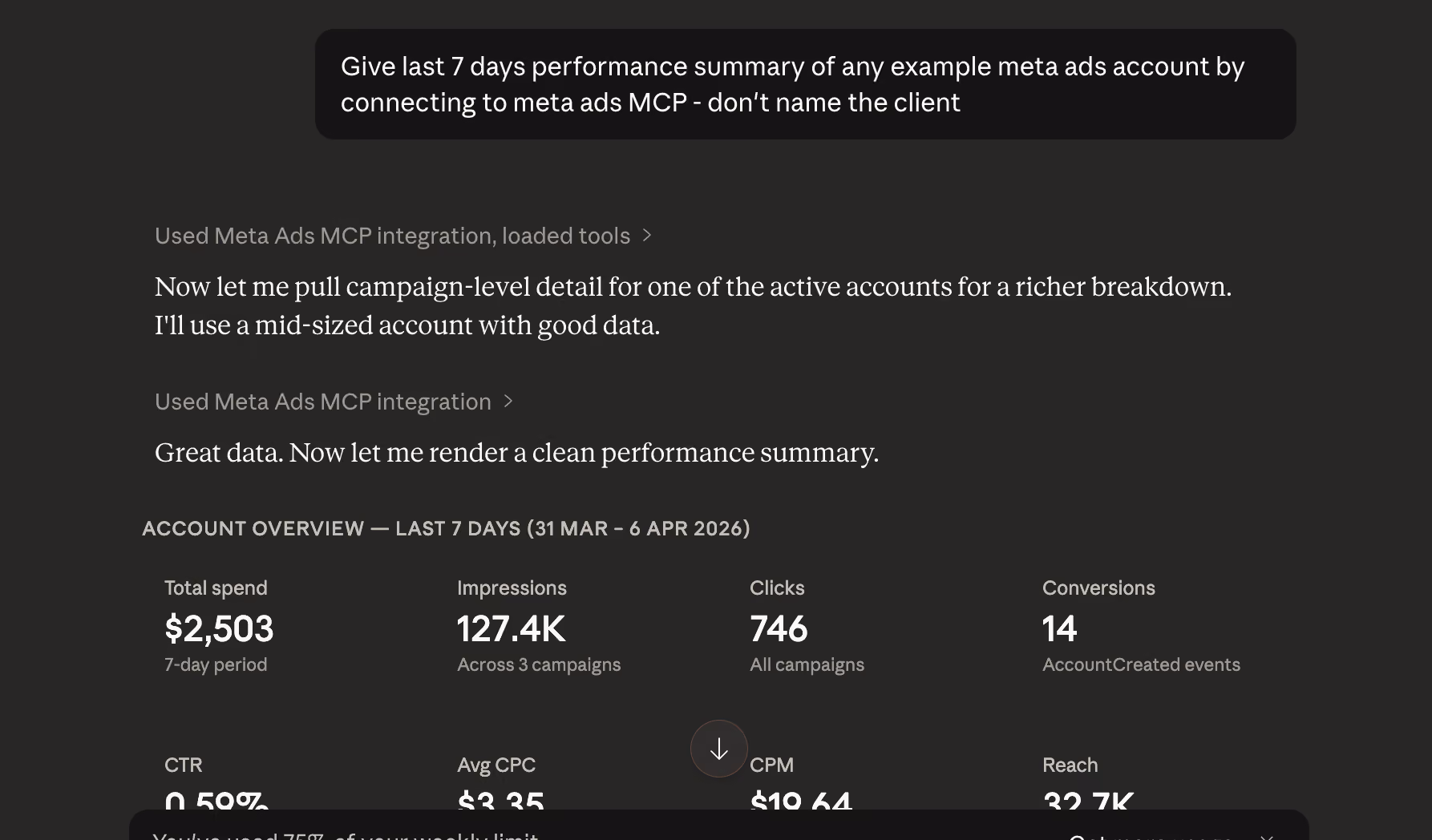 real data pulled live from a TripleDart