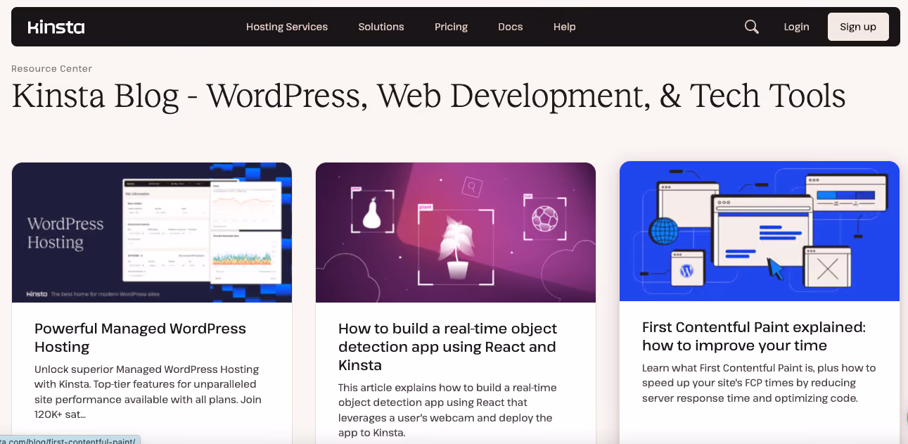 Kinsta blog content marketing
