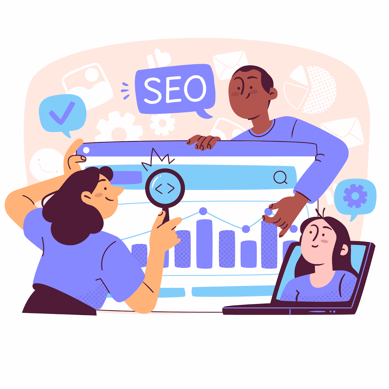 SEO team conducting detailed SEO keyword research with traffic metrics to map search terms and funnel stages.