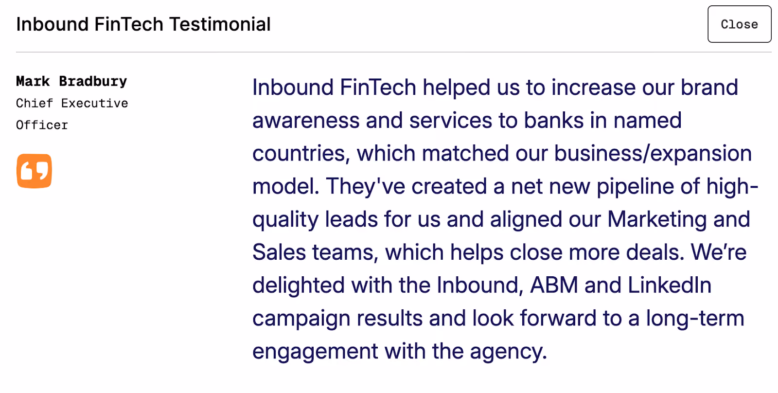 Inbound fintech ratings and reviews