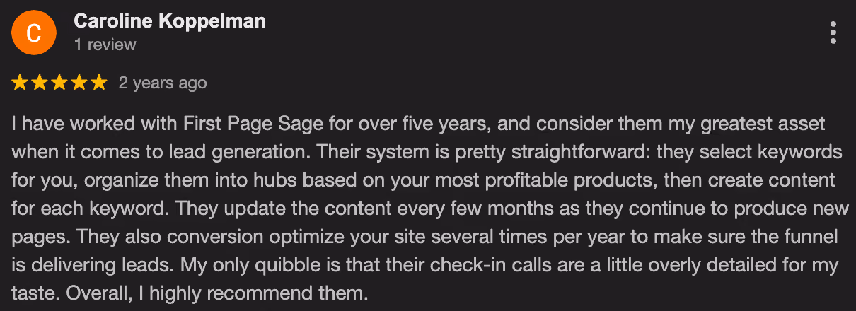 First Page Sage Rating