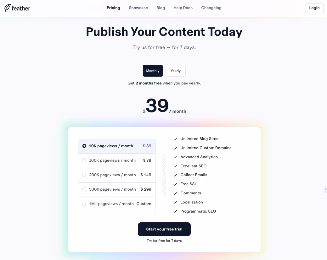 Feather usage-based pricing example