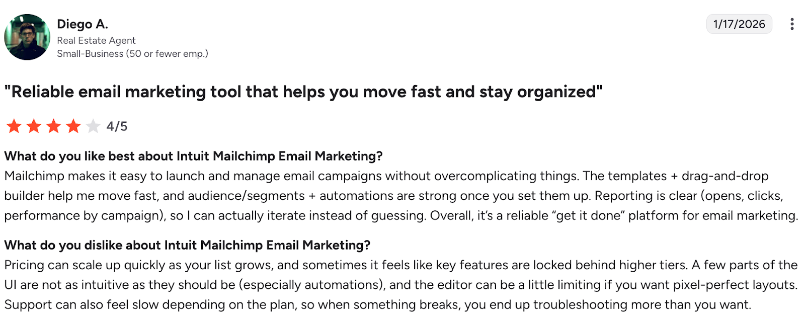 Mailchimp Rating