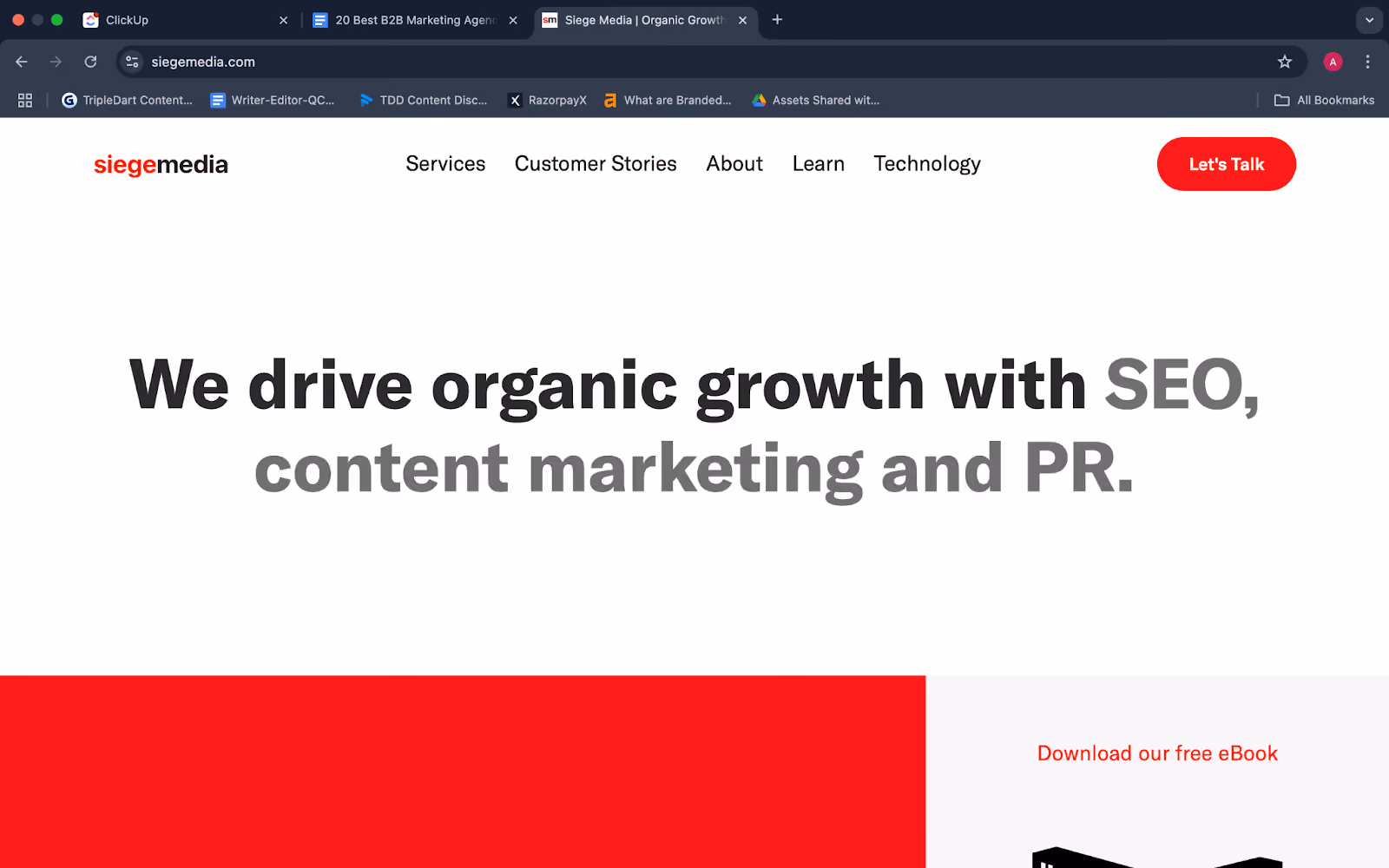 Siege Media homepage