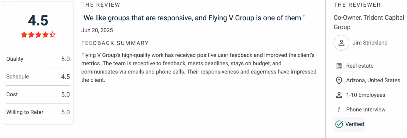 Flying V Group Rating