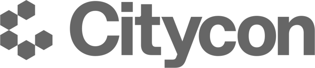 Citycon wordmark logo in black with a stylized icon on the left and a horizontal line below.