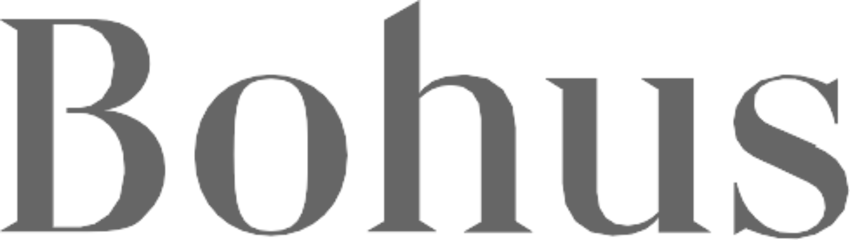 The word 'Bohus' in a simple gray serif font on a black background.
