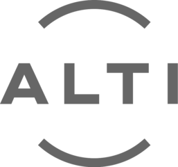 ALTI brand logo with a curved line above and below the text.