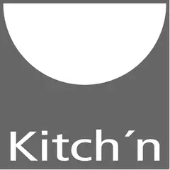 White half-circle above the word Kitch´n on a gray background.